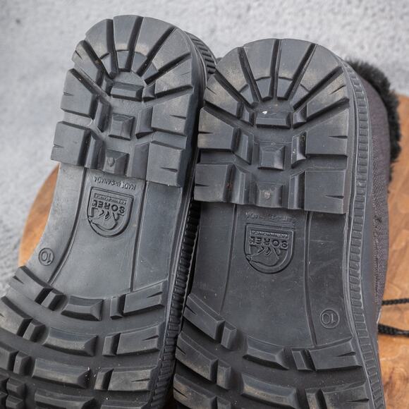 SOREL Black Nylon and Rubber Winter Boots Faux Fur Trimmed Felt Liners Womens 10 - Picture 8 of 8
